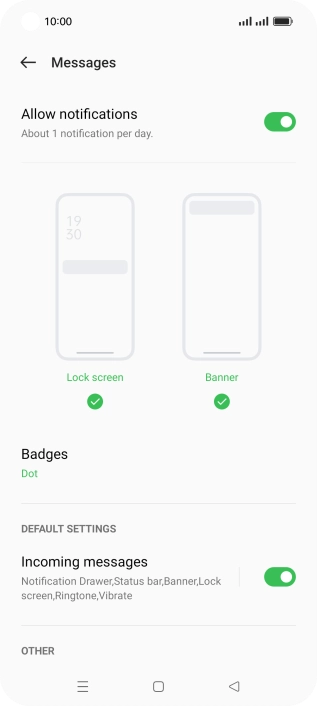Press Incoming messages.