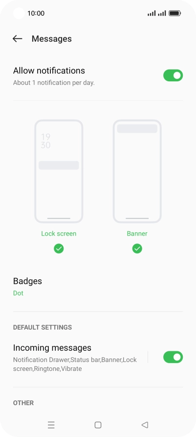 Press Incoming messages.