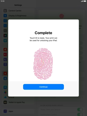 Press Continue. If you haven't previously selected a lock code, key in a code of your own choice twice.