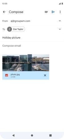 Press the text input field and write the text for your email message.