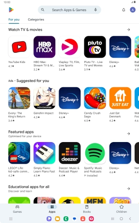 Press the search field.