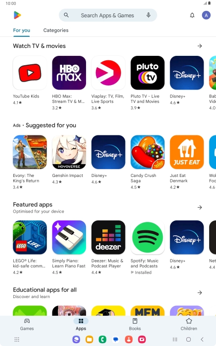 Press the search field.