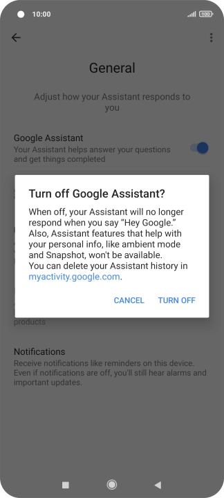 If you turn off the function, press TURN OFF.
