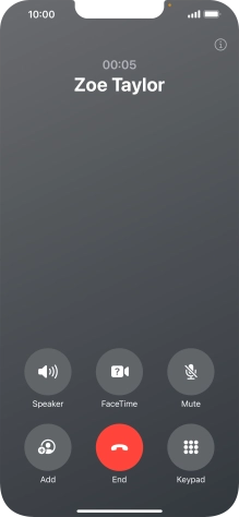 Press the end call icon to end the call and return to the home screen.