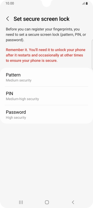 Press the required phone lock code and follow the instructions on the screen to create an additional phone lock code.