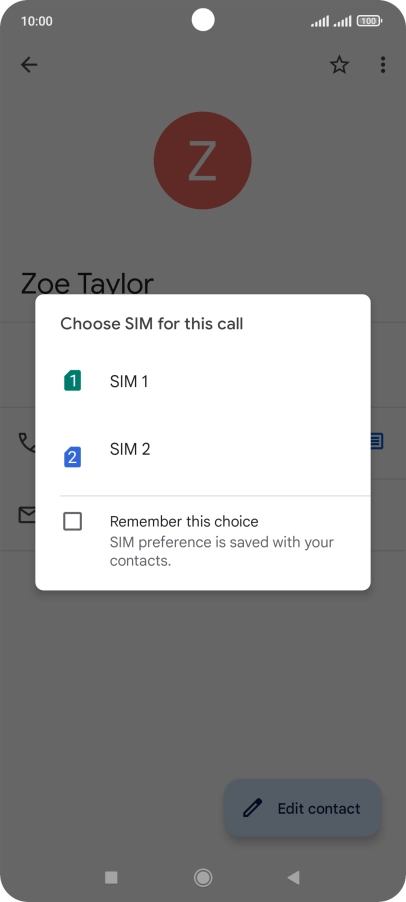 Press the required SIM.