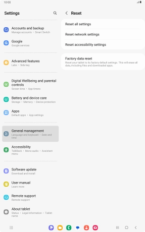 Press Factory data reset.