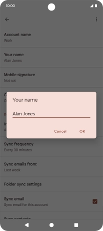 Key in the required sender name and press OK.
