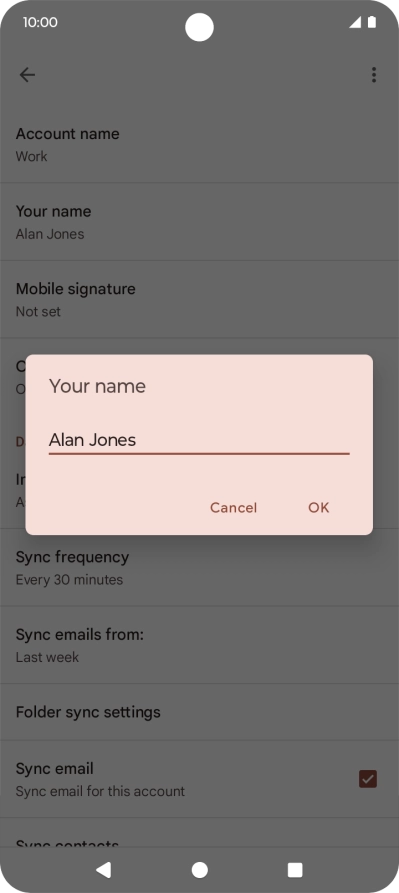Key in the required sender name and press OK.