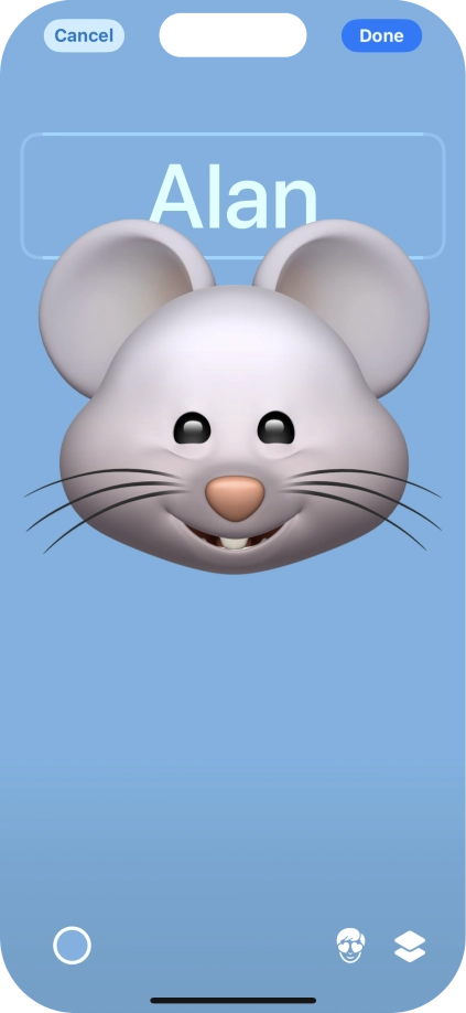 Press the name field and follow the instructions on the screen to select the required font and colour for your name on the Contact Poster.