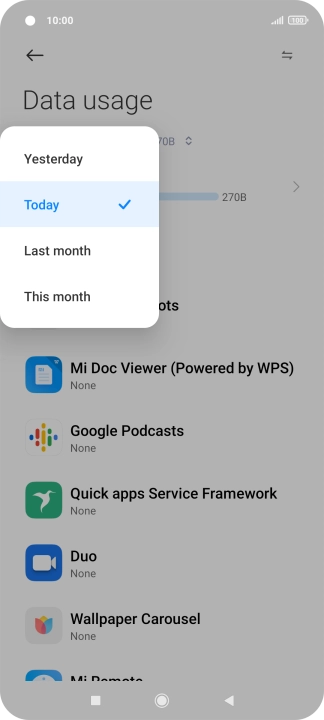 Press the required setting.