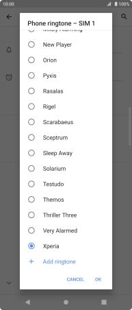 Press the required ring tone to select it.