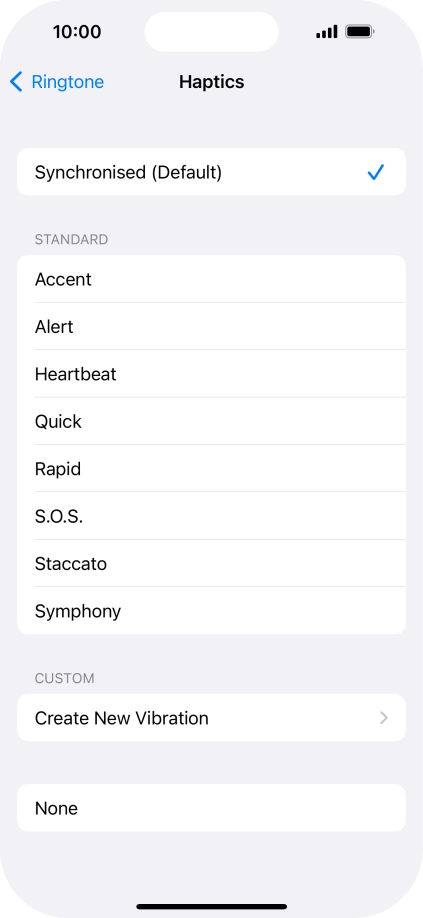 Press the required setting to turn on the function.