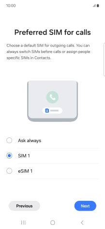Press the required setting.