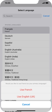 To select the new language as the default phone language, press Use ‹language› .