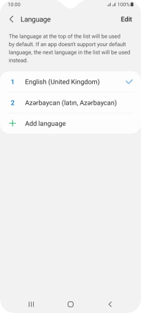 To subsequently select another language as the default language, press the required language.
