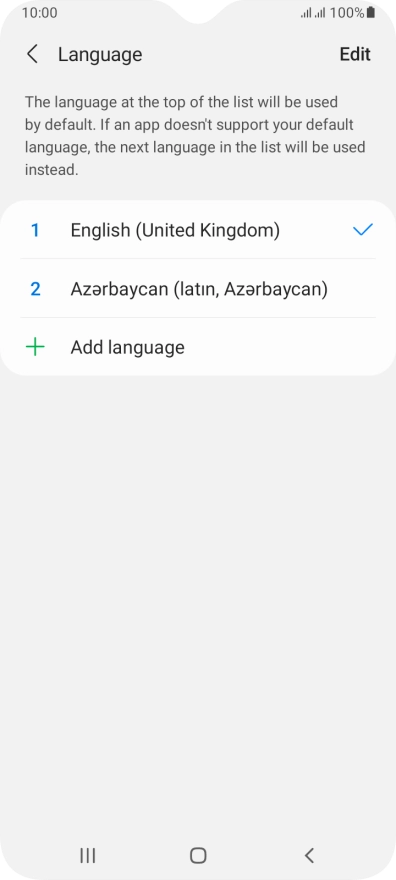 To subsequently select another language as the default language, press the required language.
