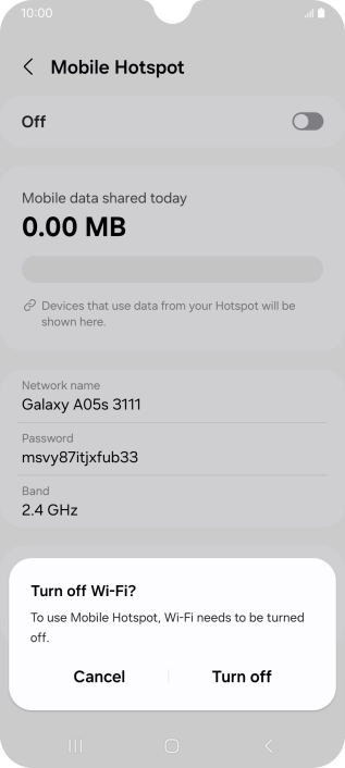 Press Turn off. Press Turn off.
