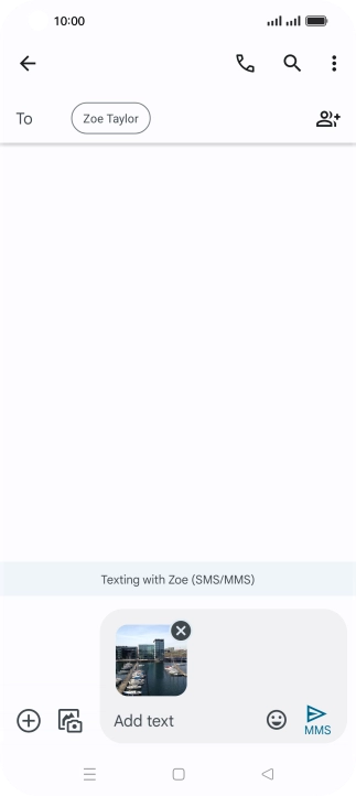 Press the text input field and write the text for your picture message.