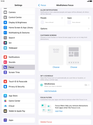 Press People and follow the instructions on the screen to select which contacts you would like to receive calls and notifications from when the selected focus mode is active.