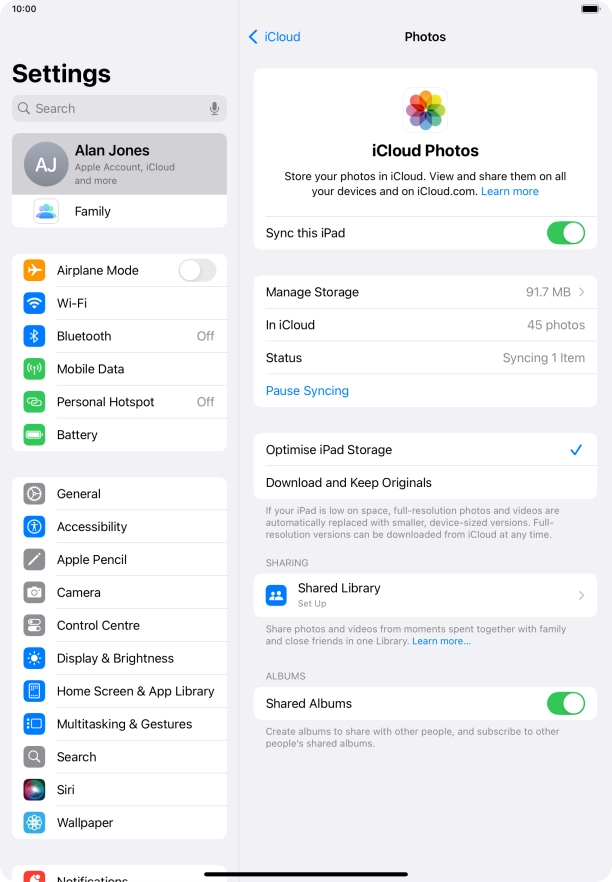 Press the indicator next to 