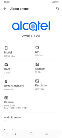 Your phone's software version is displayed below Android version.