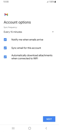 If this screen is displayed, you email account has been recognised and set up automatically. Follow the instructions on the screen to key in more information and finish setting up your phone.