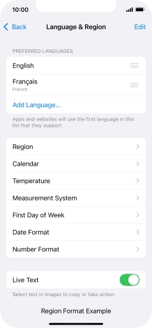 To subsequently select another language as the default language, press the move icon next to the required language and drag it to the top of the list.