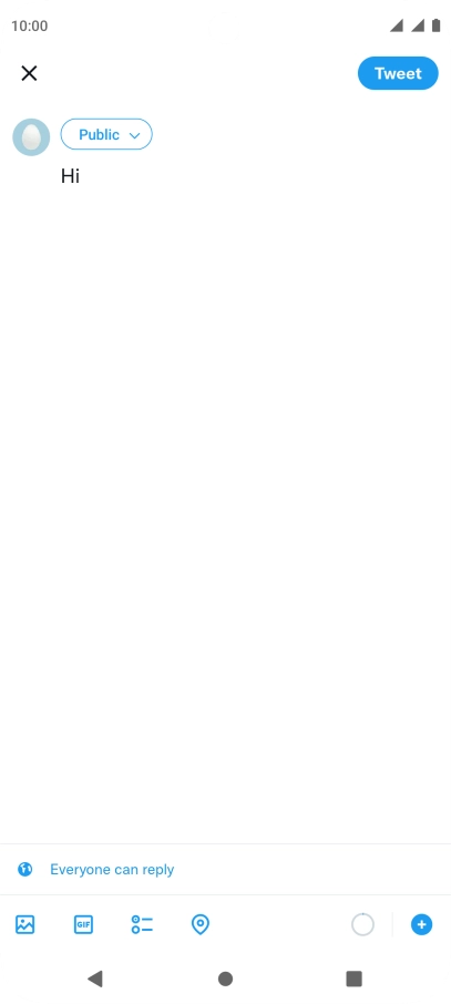 Write the required text and press Tweet. Write the required text and press Tweet.