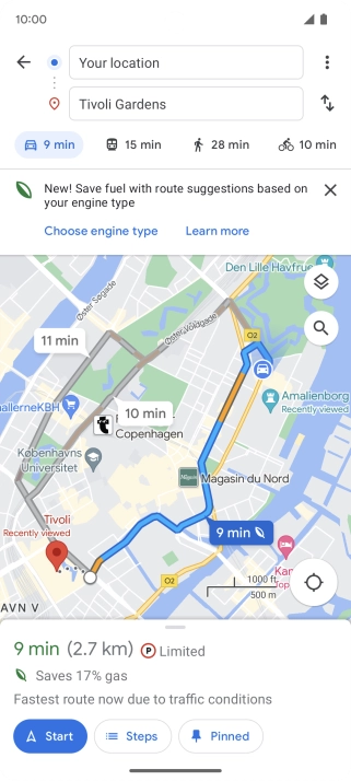 Press the required mode of transportation.