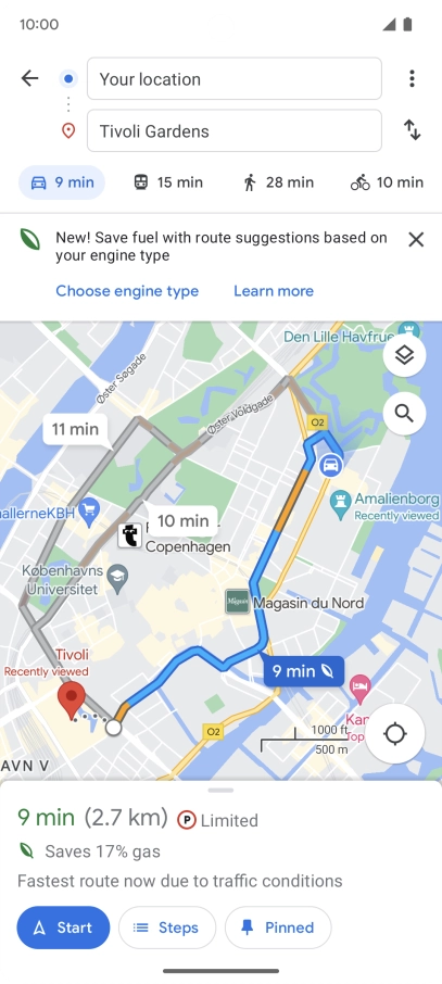 Press the required mode of transportation.