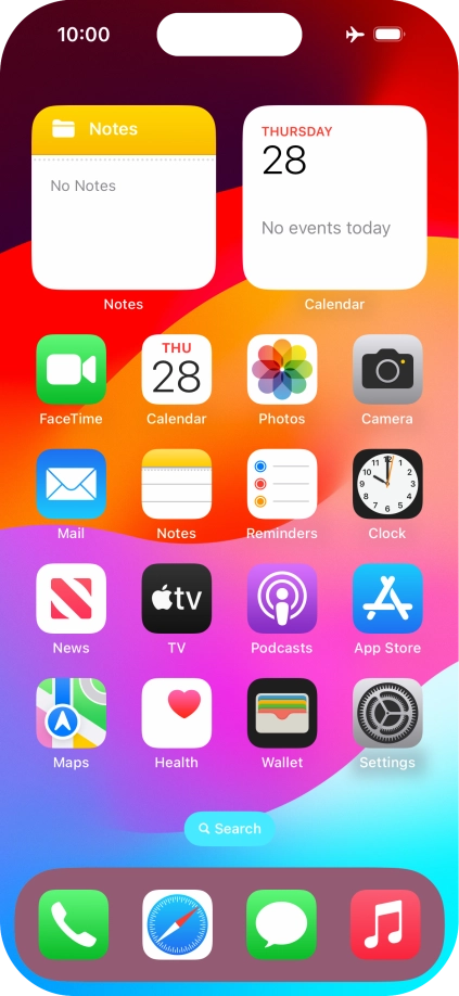The flight mode icon shows that flight mode is turned on. The flight mode icon shows that flight mode is turned on.