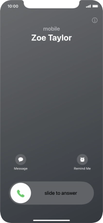 Press and drag the accept call icon right. Press and drag the accept call icon right.