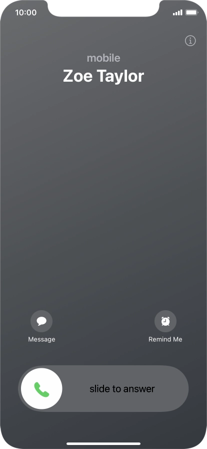 Press and drag the accept call icon right. Press and drag the accept call icon right.