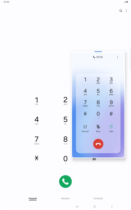 Press the end call icon.
