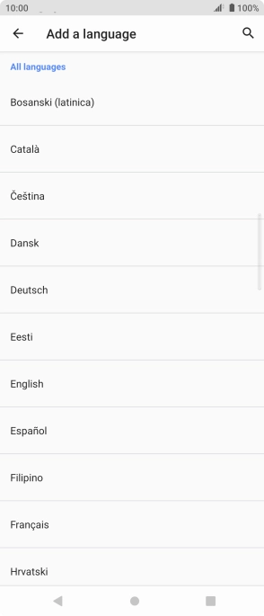 Press the required language to add it to the list of phone languages.