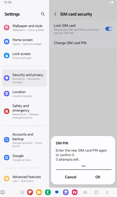 Key in the new PIN again and press OK.