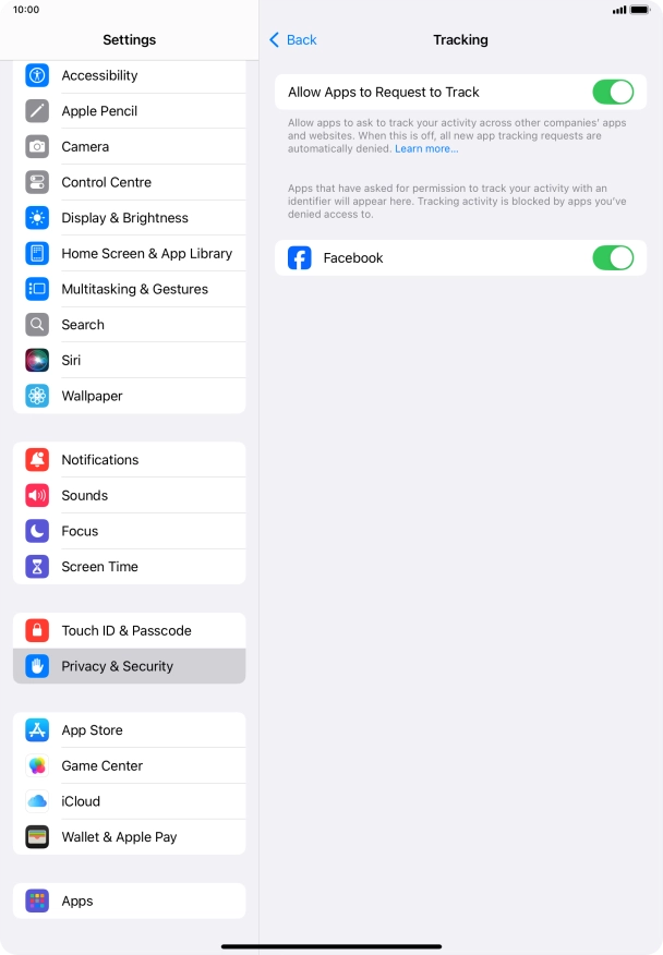 Press the indicator next to 