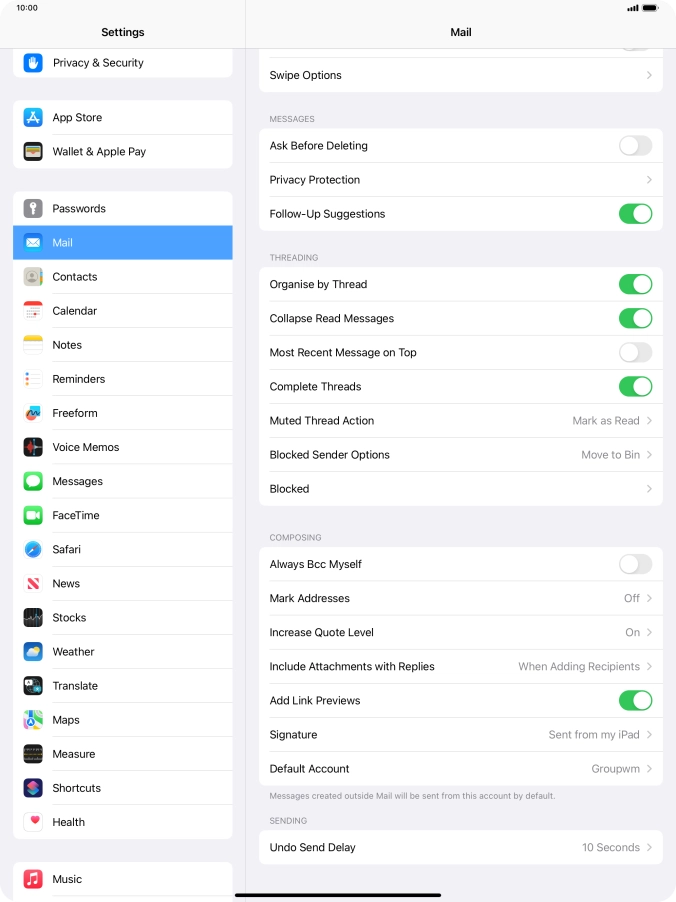 Press Default Account.