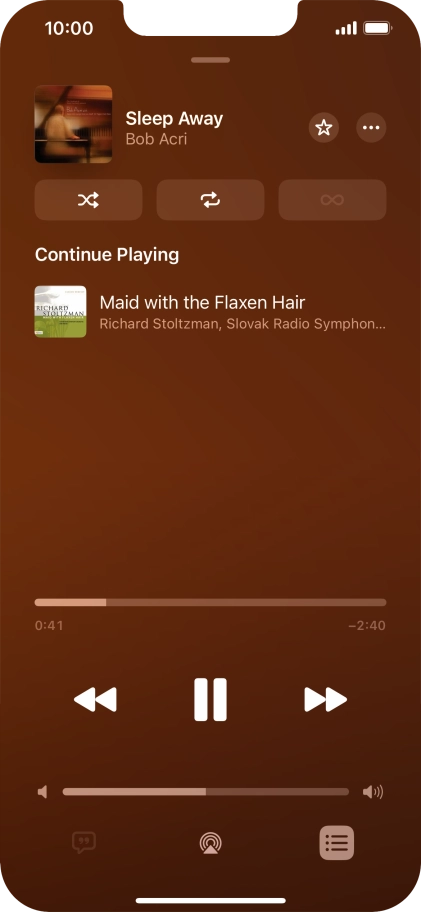 Press the shuffle icon to turn the function on or off. Press the shuffle icon to turn the function on or off.
