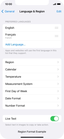 To subsequently select another language as the default language, press the move icon next to the required language and drag it to the top of the list.
