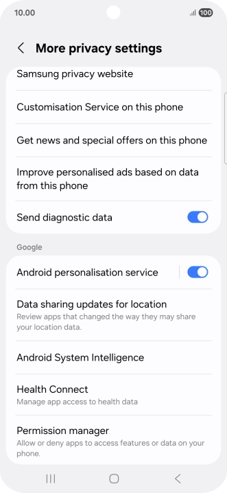 Press Permission manager.