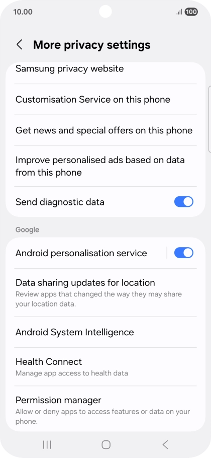 Press Permission manager.
