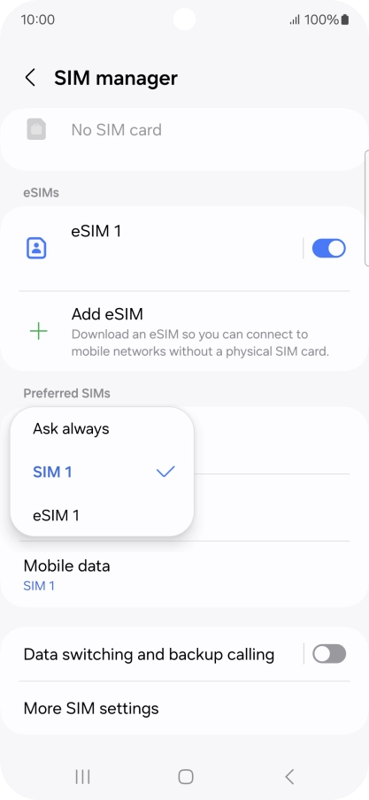 Press the required setting. Press the required setting.