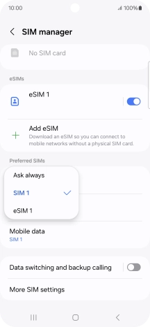 Press the required setting. Press the required setting.