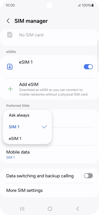 Press the required setting. Press the required setting.