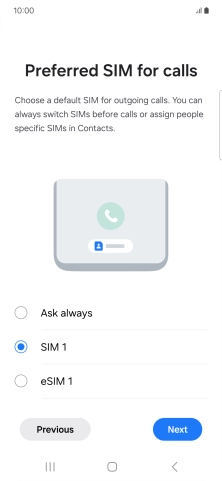 Press the required setting.