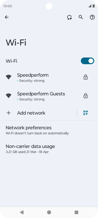 Press the required Wi-Fi network.