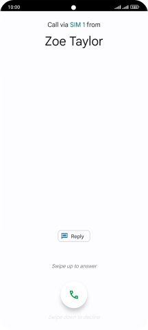 Press and drag the accept call icon upwards.