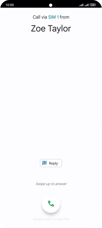 Press and drag the accept call icon upwards.